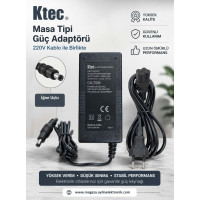 Ktec 12 Volt 3.33 Amper Plastik Kasa Masaüstü Adaptör (5.5 x 3.0 İğne Uçlu)