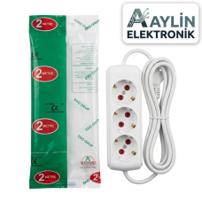EKO Grup Topraklı 3'lü Grup Priz 2 Metre