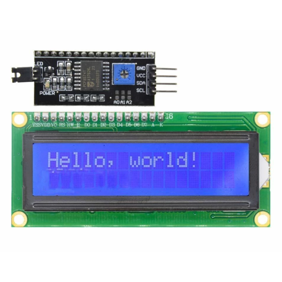 2x16 LCD Ekran - I2C Lehimli Mavi Display