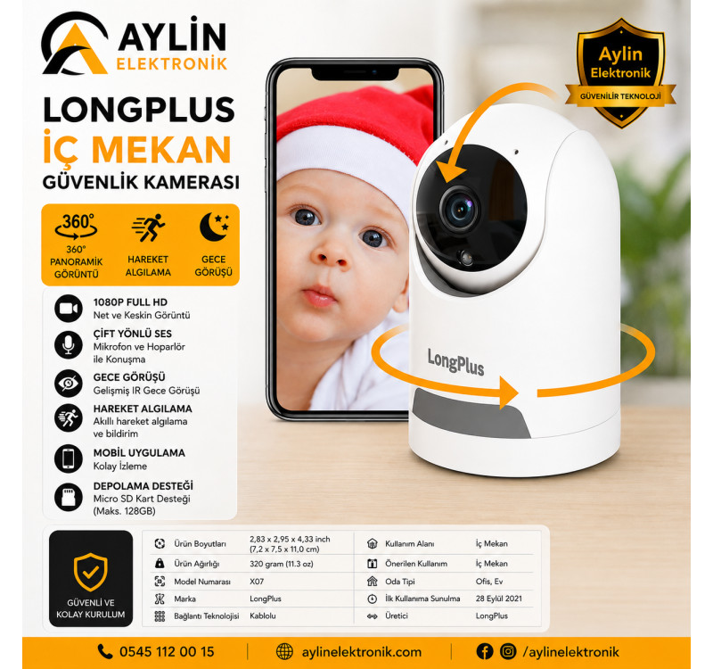 LongPlus Bebek Kamerası 360° Panoramik Kamera Ev Güvenlik Kamerası LongPlus Bebek Kamerası 360° Panoramik Kamera Ev Güvenlik Kamerası