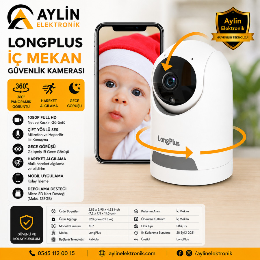 LongPlus Bebek Kamerası 360° Panoramik Kamera Ev Güvenlik Kamerası LongPlus Bebek Kamerası 360° Panoramik Kamera Ev Güvenlik Kamerası