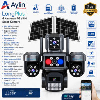 LongPlus 4 Kameralı 4G Normal Sim ve eSIM Çift Panelli Solar Kamera