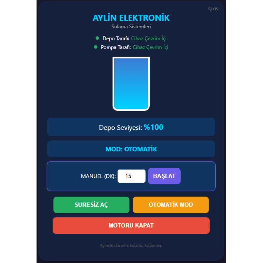 4G Simkartlı Uygulama (Smart) Kontrollü Sulama Pompa Kontrol Sistemi 