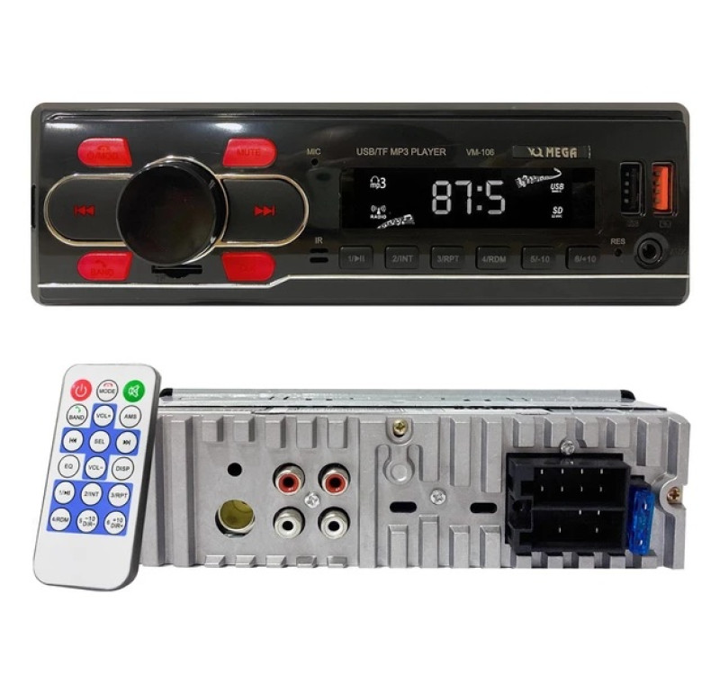 MEGA VM-106 Oto Teyp 4X50 Watt Bluetooth 2xUsb Sd Fm Aux 7 Renk