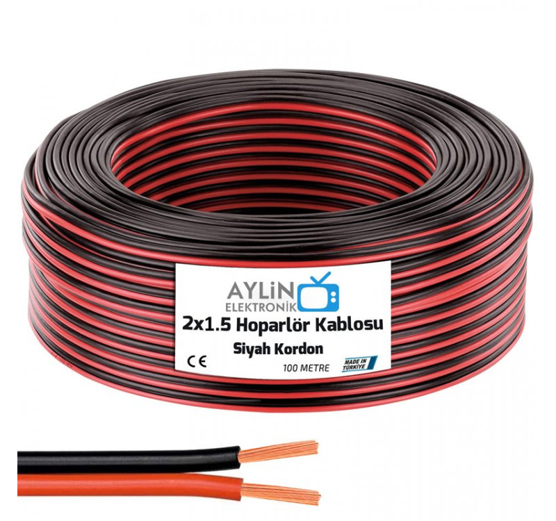 Hoparlör Kablosu Siyah Kordon 100 Metre