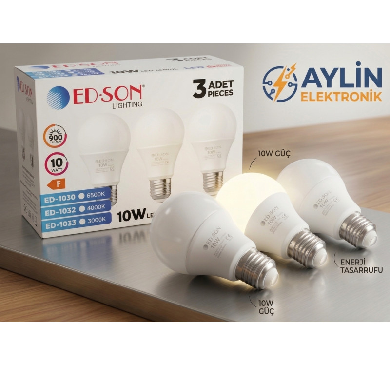 Edson Ed-Son 10W LED Ampul 3’lü Paket Enerji Tasarruflu