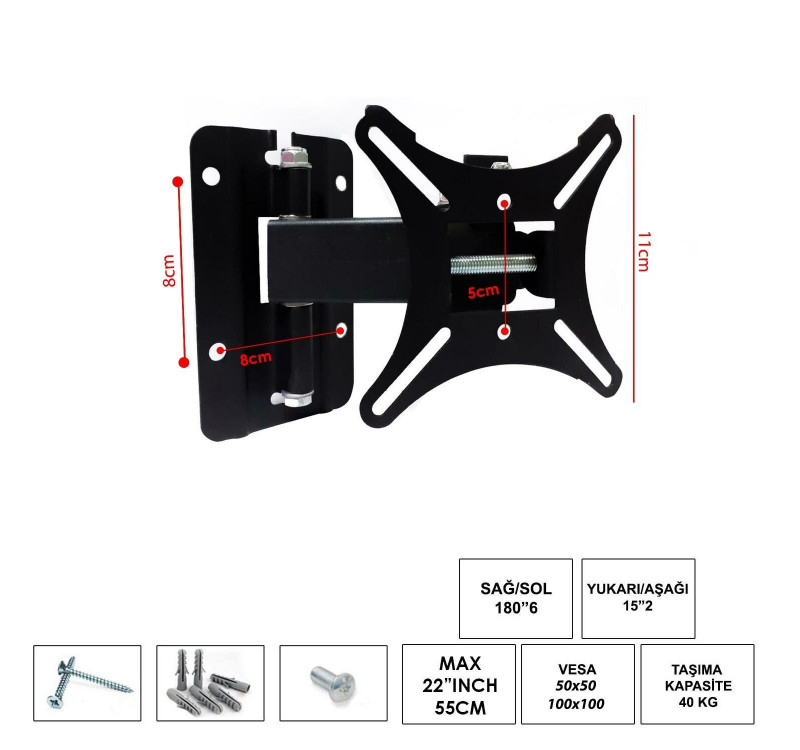LCD ASKI APARATI HAREKETLİ TEK KOL 22 55CM