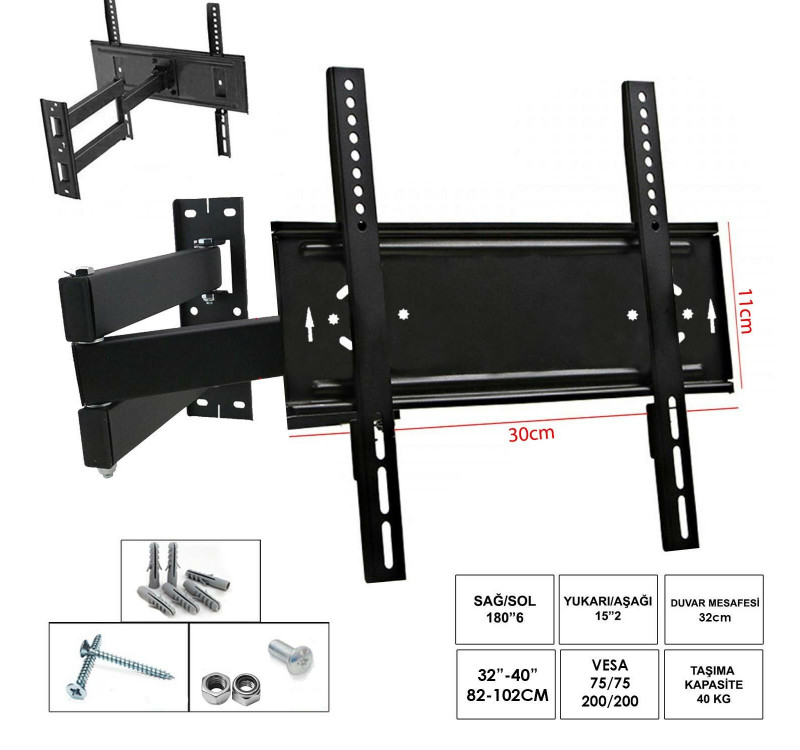 LCD ASKI APARATI HAREKETLİ ÜÇ KOLLU 32 37 82-97CM CURVET