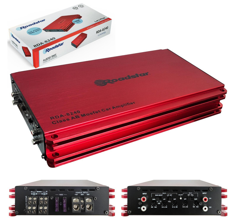 ROADSTAR RDA-8240 Oto Anfi Stereo 4000 Watt 4 Kanal 4X80RMS