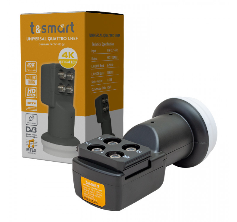 T&Smart 0.1dB Ultra HD 4K Universal Dörtlü Santral Lnb